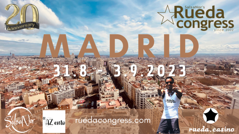 SalsaNor Rueda Congress Madrid 2023 donde Dame2Salsa dará talleres. Uno de los eventos de salsa en Madrid más internacionales.