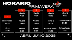 Horarios Dame2Salsa Salsa Cubana en Madrid - Abril 2025