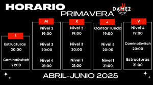 Horarios Dame2Salsa Salsa Cubana en Madrid - Abril 2025