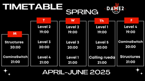 Schedule Dame2Salsa Cuban Salsa in Madrid - Spring 2025