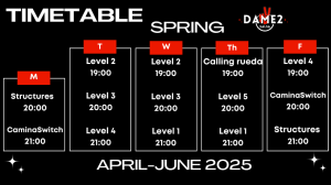 Schedule Dame2Salsa Cuban Salsa in Madrid - Spring 2025