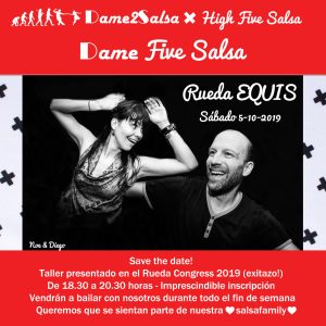Rueda Equis workshop with High Five Salsa, at Dame2Salsa