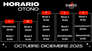 Horarios Dame2Salsa Salsa Cubana en Madrid - Otoño 2025