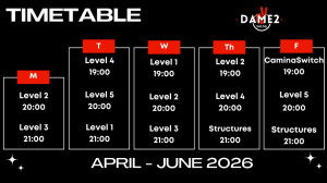 Schedule Dame2Salsa Cuban Salsa in Madrid - Apr-Jun 2026